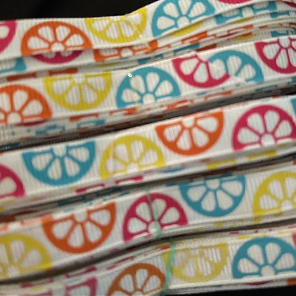 Grosgrain Ribbon 3/8” 10 yard bundle citrus fruit summer colorful shipping bows - Picture 7 of 8